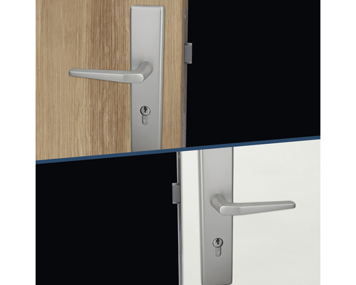 Türgriff-Set mit Langschild an zwei Türen