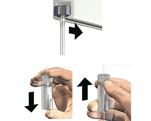 Montageanleitung für ein Seilspannsystem, das die Installation des Systems zeigt