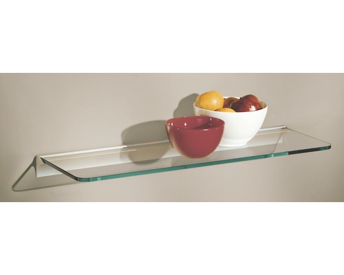 Étagère en verre avec bol et fruits