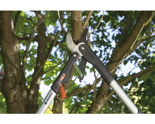 Sécateur à branches Gardena coupant une branche