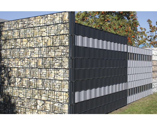 Clôture en gabion et pare-vue dans le jardin