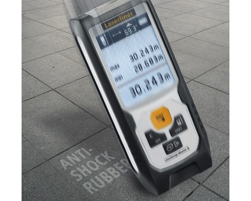 Télémètre laser avec affichage numérique sur fond gris