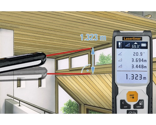 Télémètre laser utilisé pour mesurer une pièce