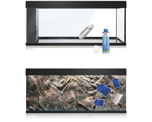 Aquarium mit Felsenrückwand, Kleber und Zubehör