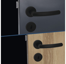 Poignée sur rosace Fair II acier inoxydable/mat noir BB pour portes intérieures-thumb-3