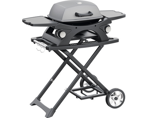 Barbecue à gaz portable avec cadre pliable et étagères latérales