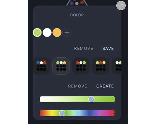 Menu de sélection des couleurs pour la configuration du produit