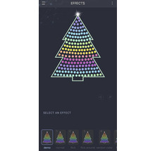 Application pour smartphone pour contrôler les effets d''une guirlande lumineuse LED en forme de sapin de Noël