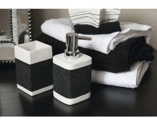 Set de salle de bain avec distributeur de savon et gobelet à brosse à dents avec serviettes