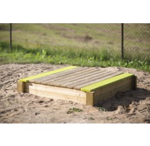 Bac à sable Deluxe bois d'épicéa avec couvercle 117x117x38,5 cm vert naturel-thumb-11