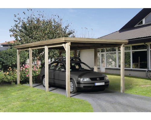 Carport simple weka 617 taille 2 sans couverture de toiture 322x612 cm traité en autoclave par imprégnation