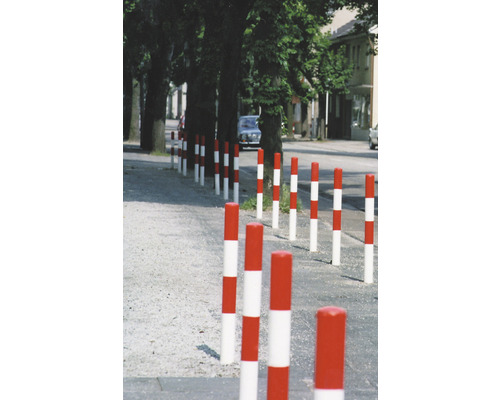 Poteau de guidage à sceller dans du béton en acier blanc/rouge 1330 mm