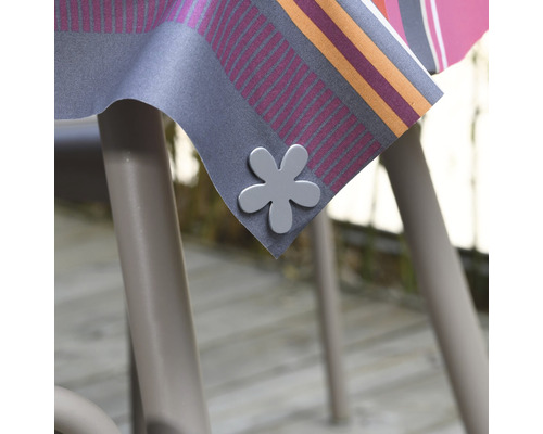 Tischdecke mit Tischdeckenklammer in Blumenform