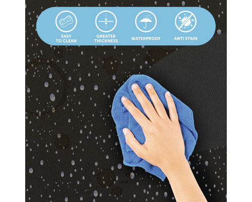 Eigenschaften: leicht zu reinigen, größere Dicke, wasserfest, schmutzabweisend