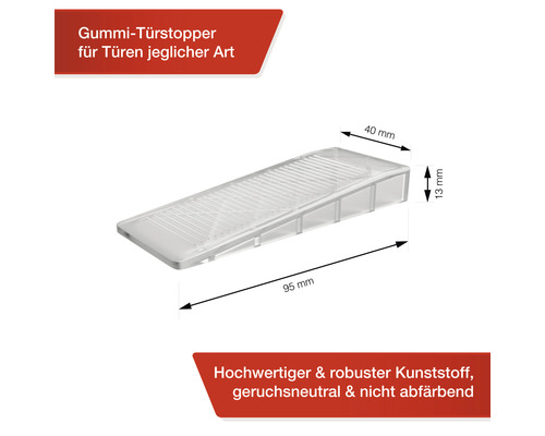 Butoir de porte en plastique, dimensions 95 x 40 x 13 millimètres