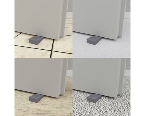 Collage de butées de porte sur différents revêtements de sol à titre de démonstration