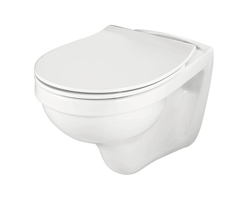 Wand-Tiefspül-WC mit geschlossenem Spülrand und WC-Sitz