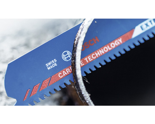 Lame de scie sabre Bosch avec marquage Swiss Made et technologie carbure.