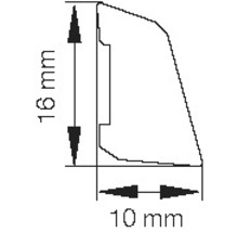 Dessin technique d''un profilé avec des dimensions de 16 mm de hauteur et 10 mm de largeur.