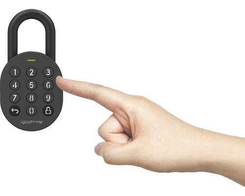 Cadenas avec code numérique et capteur d''empreintes digitales en fonctionnement