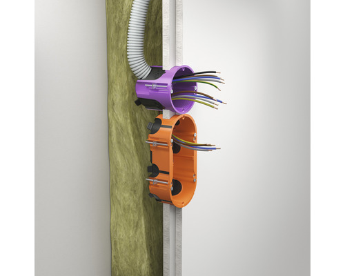 Installation einer Elektroinstallation mit einem Elektrorohr und zwei Gerätedosen