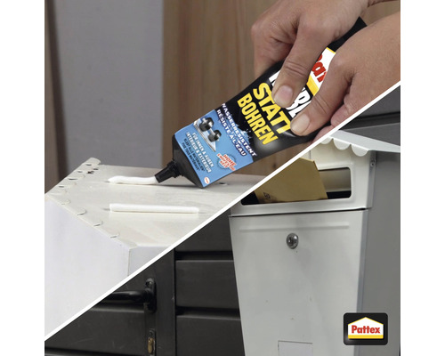 Utilisation de colle de montage au lieu de percer et logo Pattex