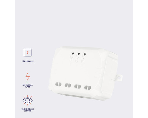 Weißer Smart Home Schalter zur Steuerung von bis zu drei Geräten