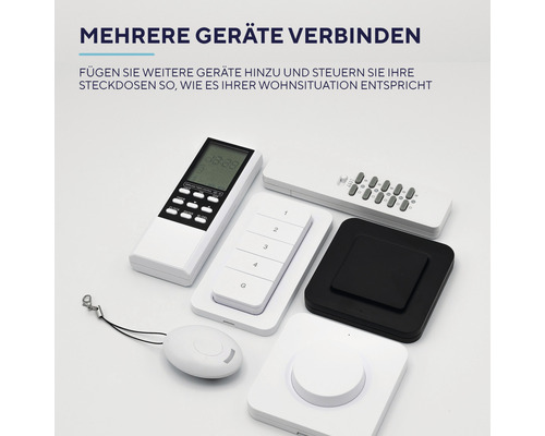 Verschiedene Fernbedienungen und Schalter zur Steuerung von Steckdosen