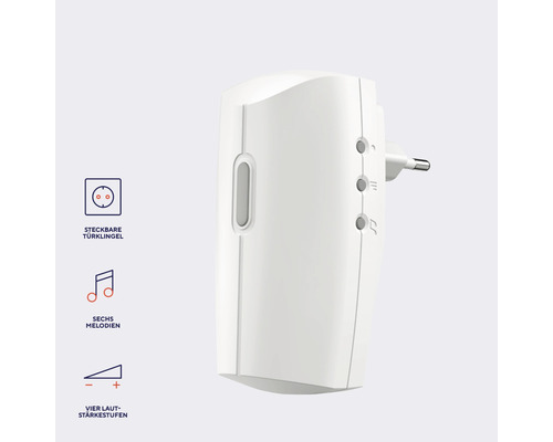 Steckbare Türklingel mit Melodieauswahl und Lautstärkeregelung