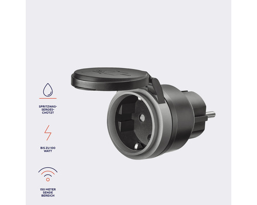 Spritzwassergeschützte Funksteckdose für den Aussenbereich