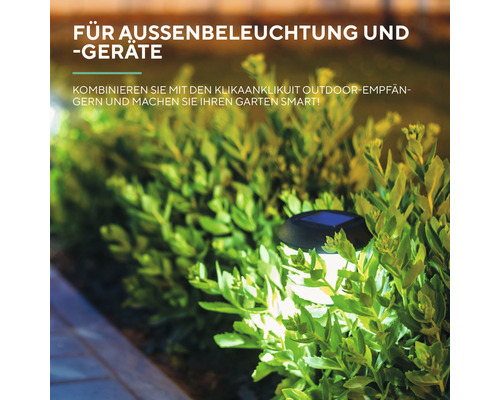 Garten mit Aussenbeleuchtung und smarten Geräten.