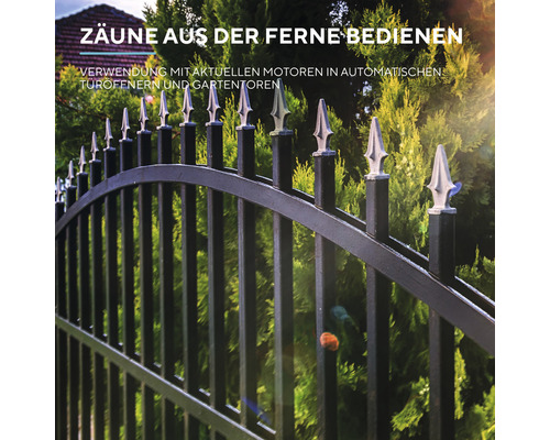 Schwarzer Metallzaun mit dekorativen Spitzen