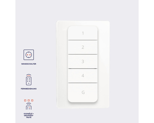 Wandschalter mit fünf Tasten zur Steuerung von Leuchten