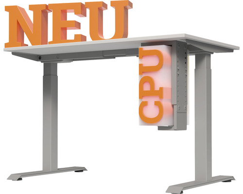 Bureau réglable en hauteur avec support CPU et le mot Nouveau