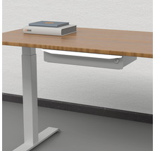 Höhenverstellbarer Schreibtisch mit Schublade und Büchern