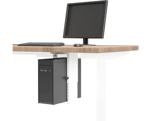 Support d''ordinateur sous un plateau de table avec un moniteur, un clavier et un boîtier d''ordinateur