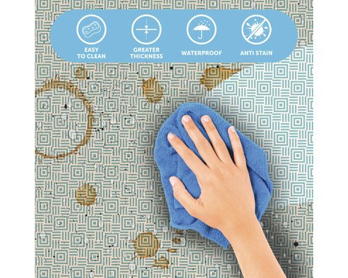 Illustration einer leicht zu reinigenden, wasserdichten und schmutzabweisenden Bodenbeschichtung mit erhöhter Dicke.