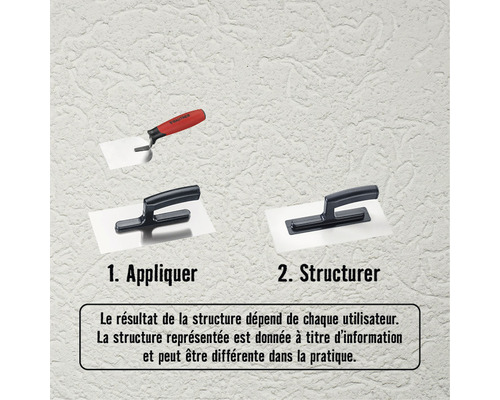Crépi taloché extérieur MODULAN 5501 2,5 mm blanc 15 kg Trois truelles à lisser pour travaux d''enduit et de structure