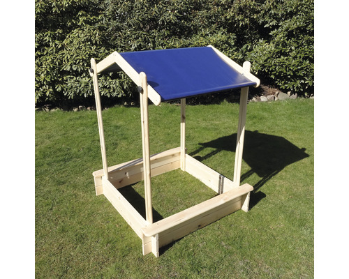 Sandkasten Peter mit Dach Holz 100 x 99,5 x 132,5 cm natur Holzsandkasten mit Dach für den Garten