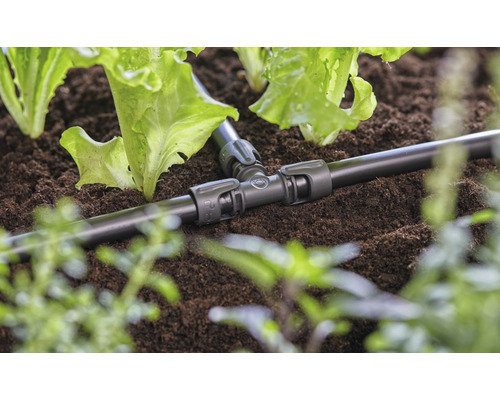 T-Stück für die Bewässerung im Gartenbeet