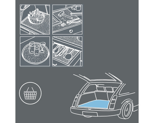 Illustration von Antirutschmatten für den Haushalt und das Auto