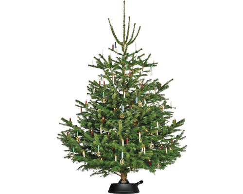 Geschmückter Weihnachtsbaum mit Christbaumschmuck und Kerzen