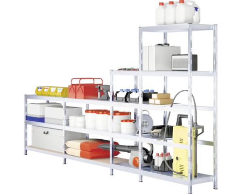 Regalsystem mit Werkzeugen, Behältern und Geräten für die Lagerung