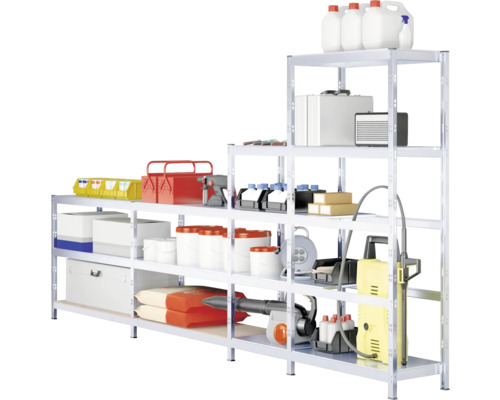 Vollständig gefülltes, verzinktes Steckregal