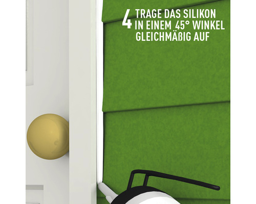 Anwendung von Silikon in einem 45 Grad Winkel.