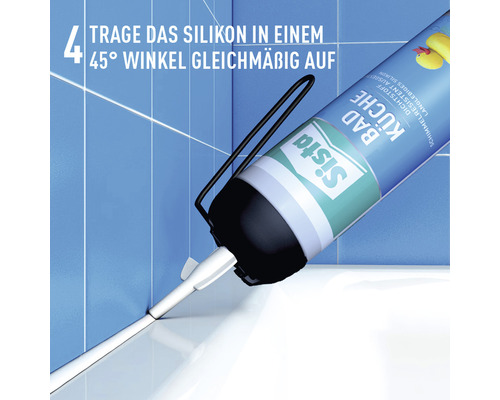 Anwendung von Sista Bad Küche Silikon zur Abdichtung von Fliesenfugen
