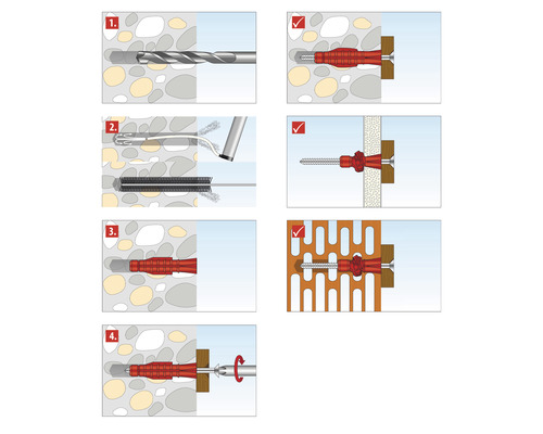 Anleitung zur Dübelmontage in vier Schritten