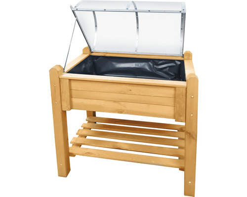 Hochbeet aus Holz mit Frühbeetaufsatz