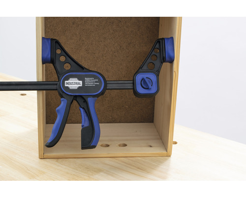 Werkstück mit Einhandzwinge fixiert