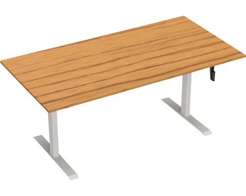 Höhenverstellbarer Schreibtisch mit Holzplatte und Metallgestell